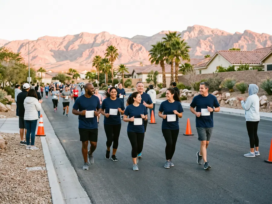 Summit Plumbing employees running a local charity 5K at sunrise